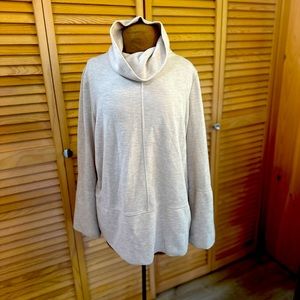 Draped cowl neck beige sweater